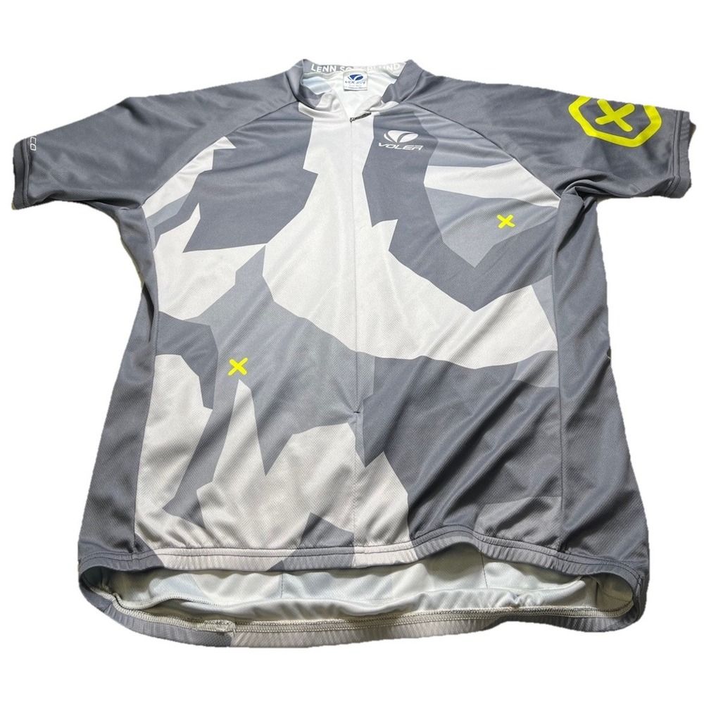 Voler‎ Cycling Jersey Mens 3XL Gray Camo Full Zip Short Sleeve Bike Race Shirt